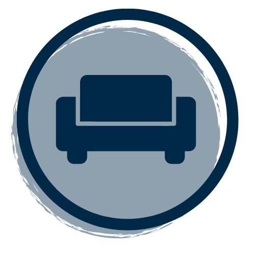image of sofa representing studio suites amenities offered at South Knoxville Senior living