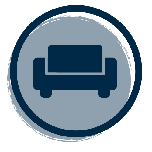 image of sofa representing studio suites amenities offered at South Knoxville Senior living