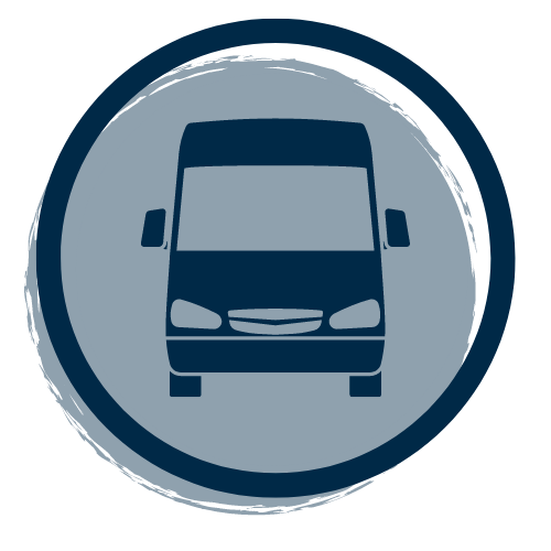 image of a mini-bus representing complimentary transportation amenities at South Knoxville Senior Living